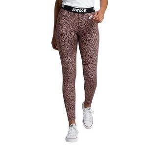 Nike Womens Cheetah Print Leggings Pink Black Just Do It Waistband Medium
